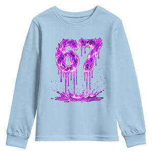 Drip Fire Flame Six Seven Youth Sweatshirt Trendy Meme Gift TS12 Light Blue Print Your Wear