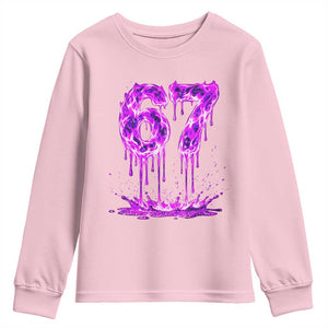 Drip Fire Flame Six Seven Youth Sweatshirt Trendy Meme Gift TS12 Light Pink Print Your Wear