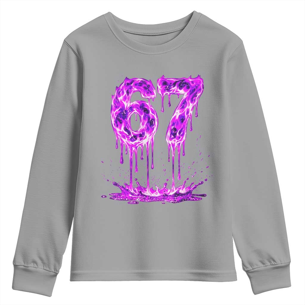 Drip Fire Flame Six Seven Youth Sweatshirt Trendy Meme Gift TS12 Sport Gray Print Your Wear