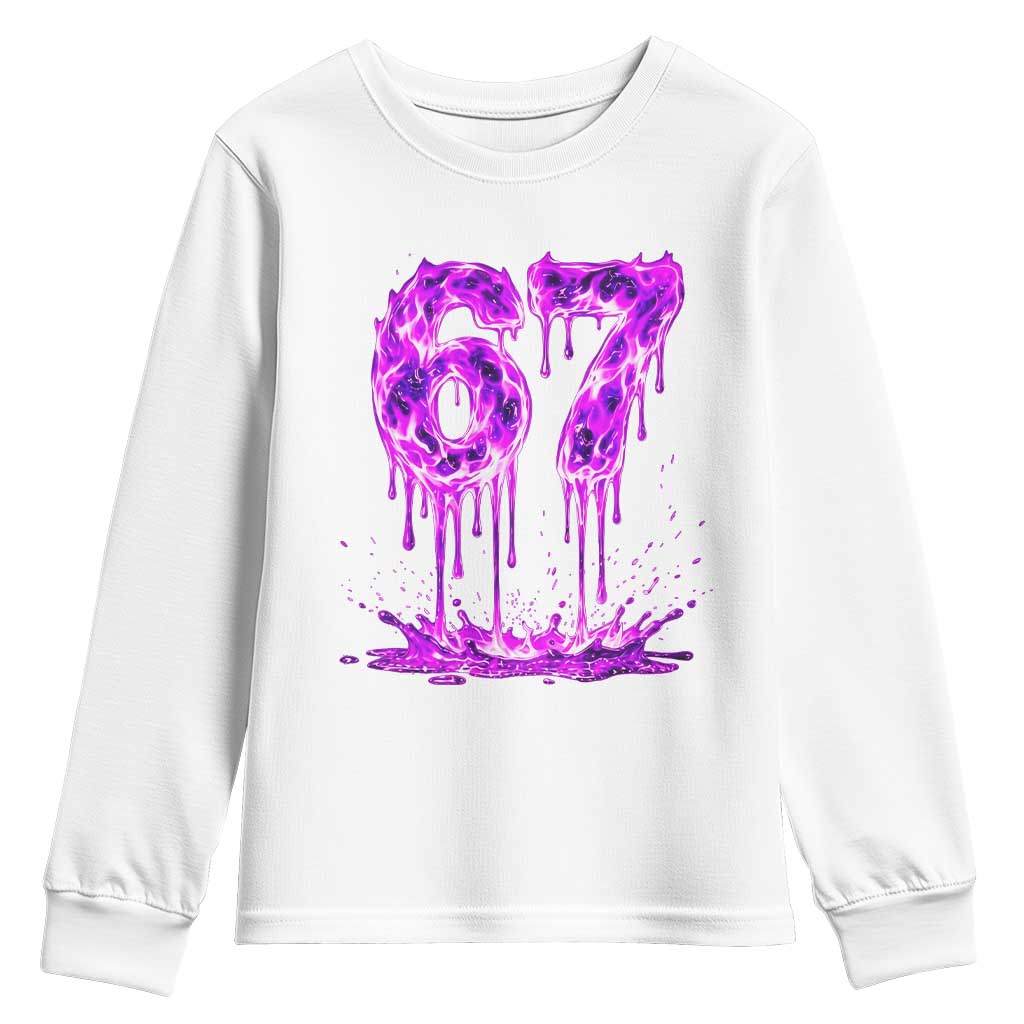 Drip Fire Flame Six Seven Youth Sweatshirt Trendy Meme Gift TS12 White Print Your Wear