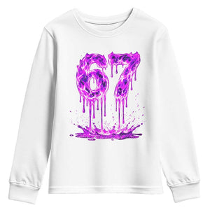 Drip Fire Flame Six Seven Youth Sweatshirt Trendy Meme Gift TS12 White Print Your Wear