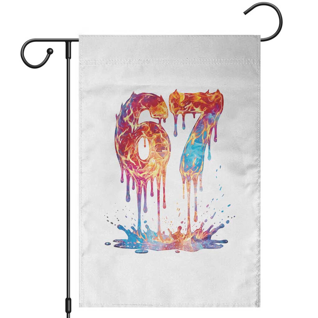 Burning Six Seven Garden Flag Drip Fire Flame Meme TS12 White Print Your Wear