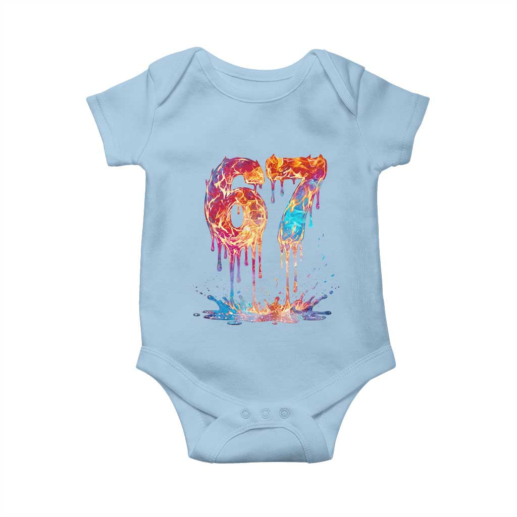 Burning Six Seven Baby Onesie Drip Fire Flame Meme TS12 Light Blue Print Your Wear