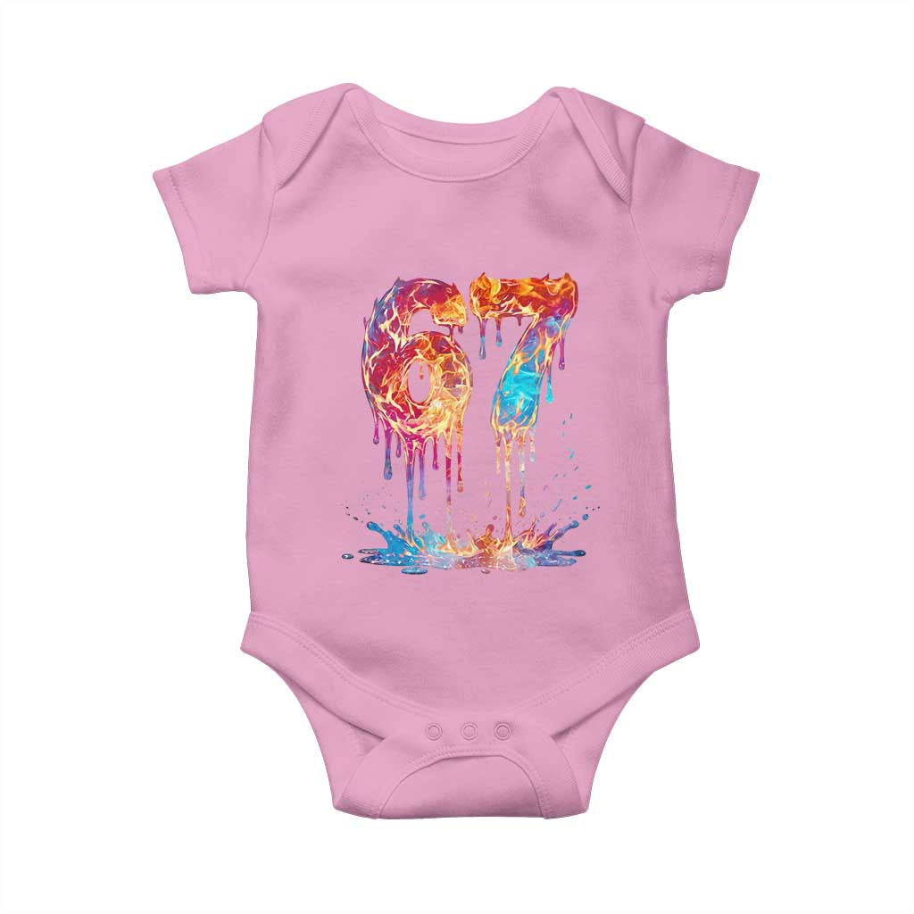Burning Six Seven Baby Onesie Drip Fire Flame Meme TS12 Light Pink Print Your Wear