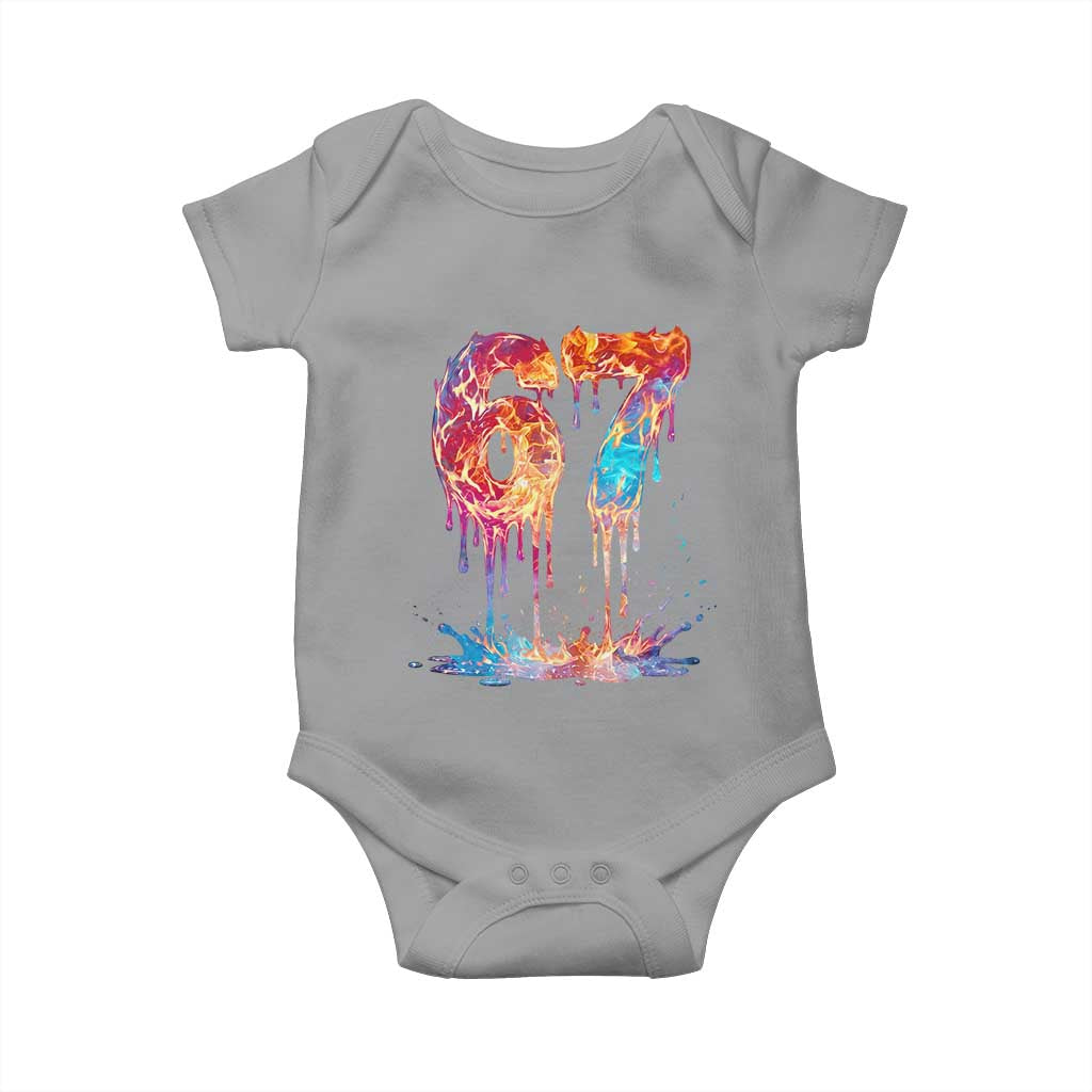 Burning Six Seven Baby Onesie Drip Fire Flame Meme TS12 Sport Gray Print Your Wear
