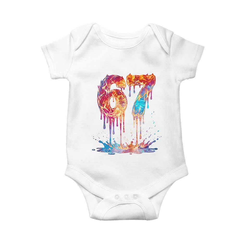 Burning Six Seven Baby Onesie Drip Fire Flame Meme TS12 White Print Your Wear