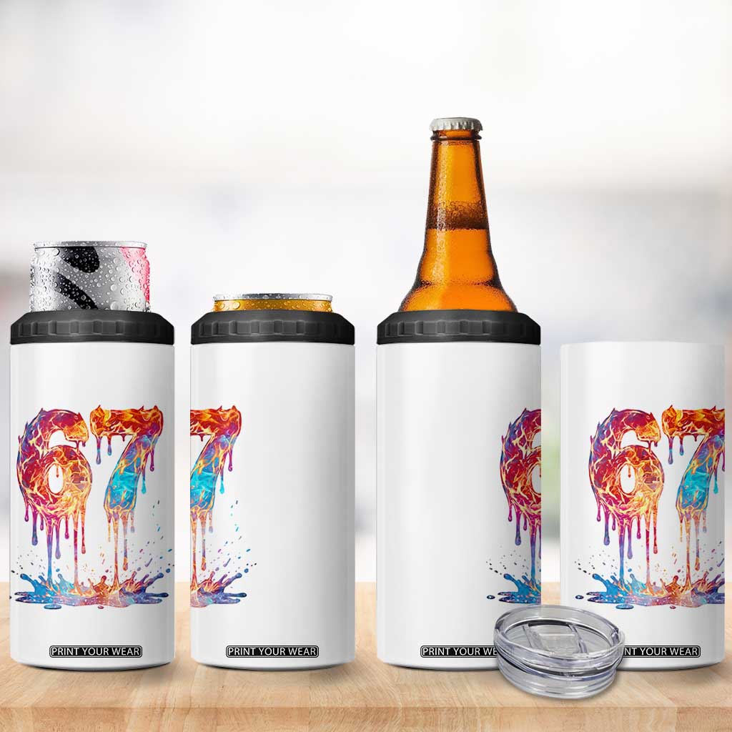 Burning Six Seven 4 in 1 Can Cooler Tumbler Drip Fire Flame Meme TS12 Print Your Wear