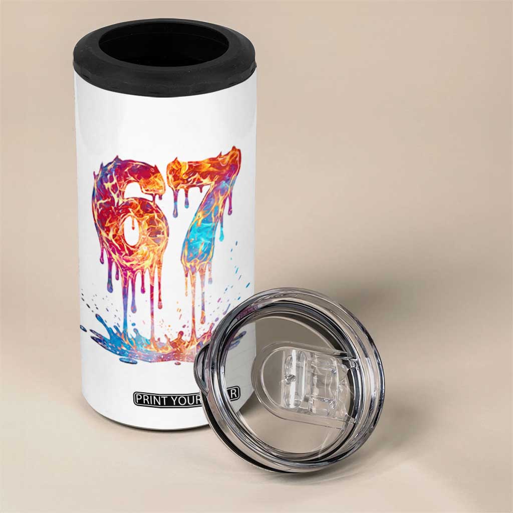 Burning Six Seven 4 in 1 Can Cooler Tumbler Drip Fire Flame Meme TS12 Print Your Wear