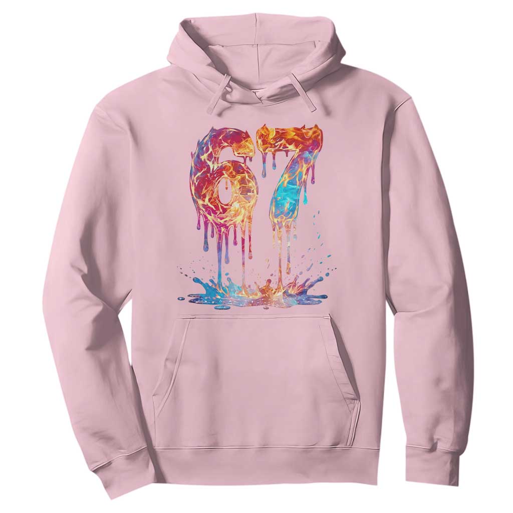Burning Six Seven Hoodie Drip Fire Flame Meme TS12 Light Pink Print Your Wear