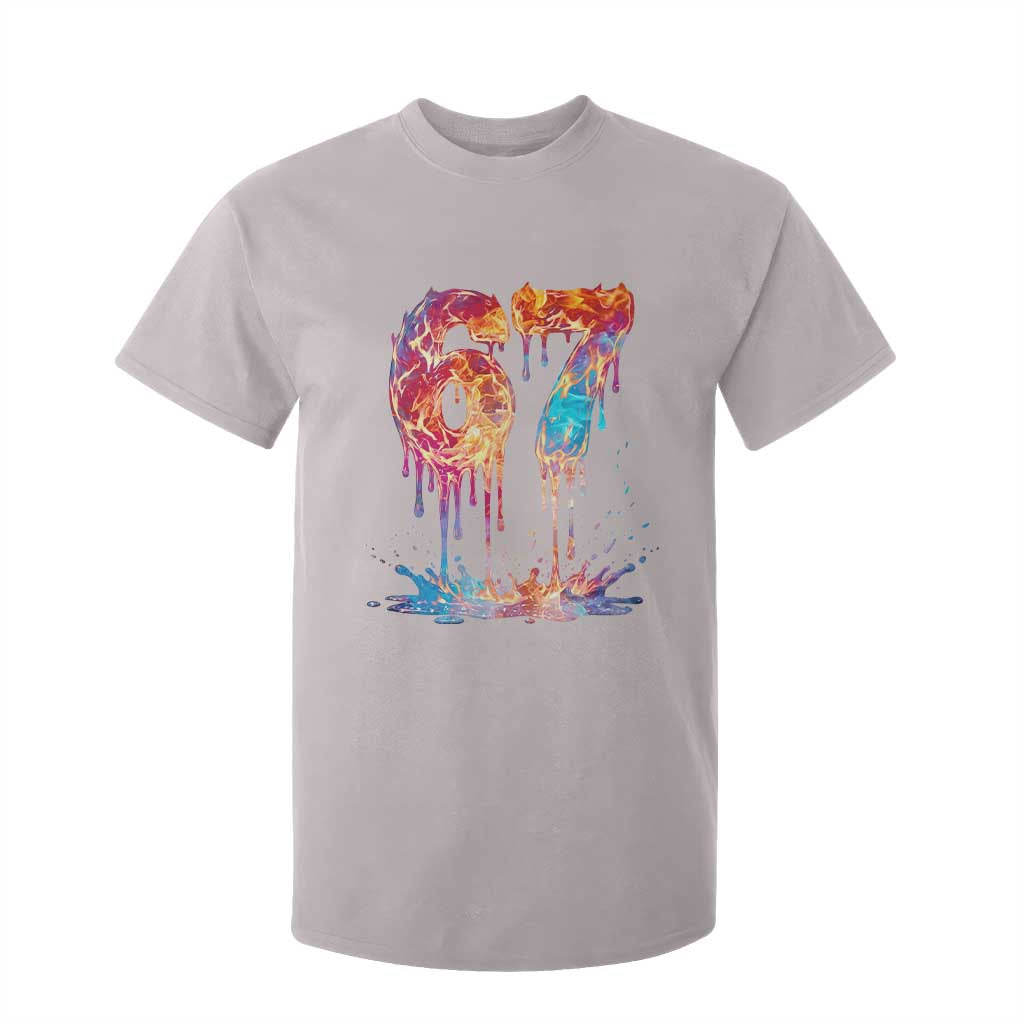Burning Six Seven T Shirt For Kid Drip Fire Flame Meme TS12 Ice Gray Print Your Wear