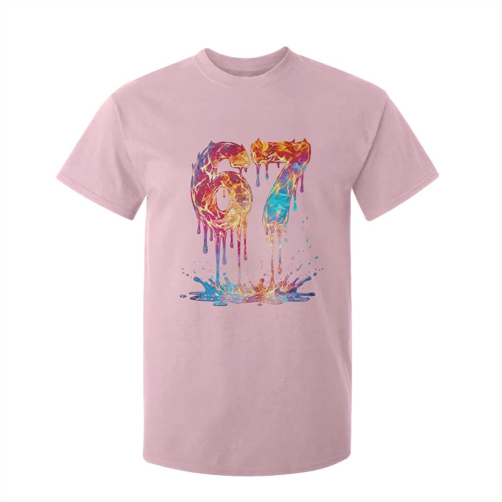 Burning Six Seven T Shirt For Kid Drip Fire Flame Meme TS12 Light Pink Print Your Wear