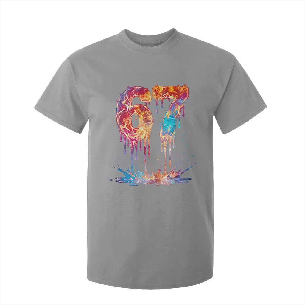 Burning Six Seven T Shirt For Kid Drip Fire Flame Meme TS12 Sport Gray Print Your Wear