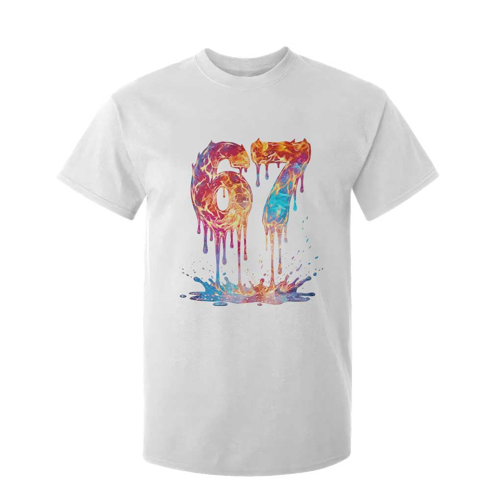 Burning Six Seven T Shirt For Kid Drip Fire Flame Meme TS12 White Print Your Wear