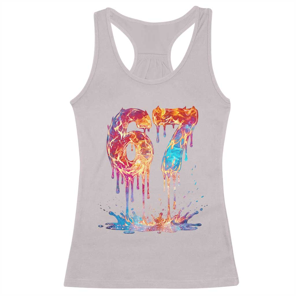 Burning Six Seven Racerback Tank Top Drip Fire Flame Meme TS12 Ice Gray Print Your Wear