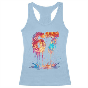 Burning Six Seven Racerback Tank Top Drip Fire Flame Meme TS12 Light Blue Print Your Wear