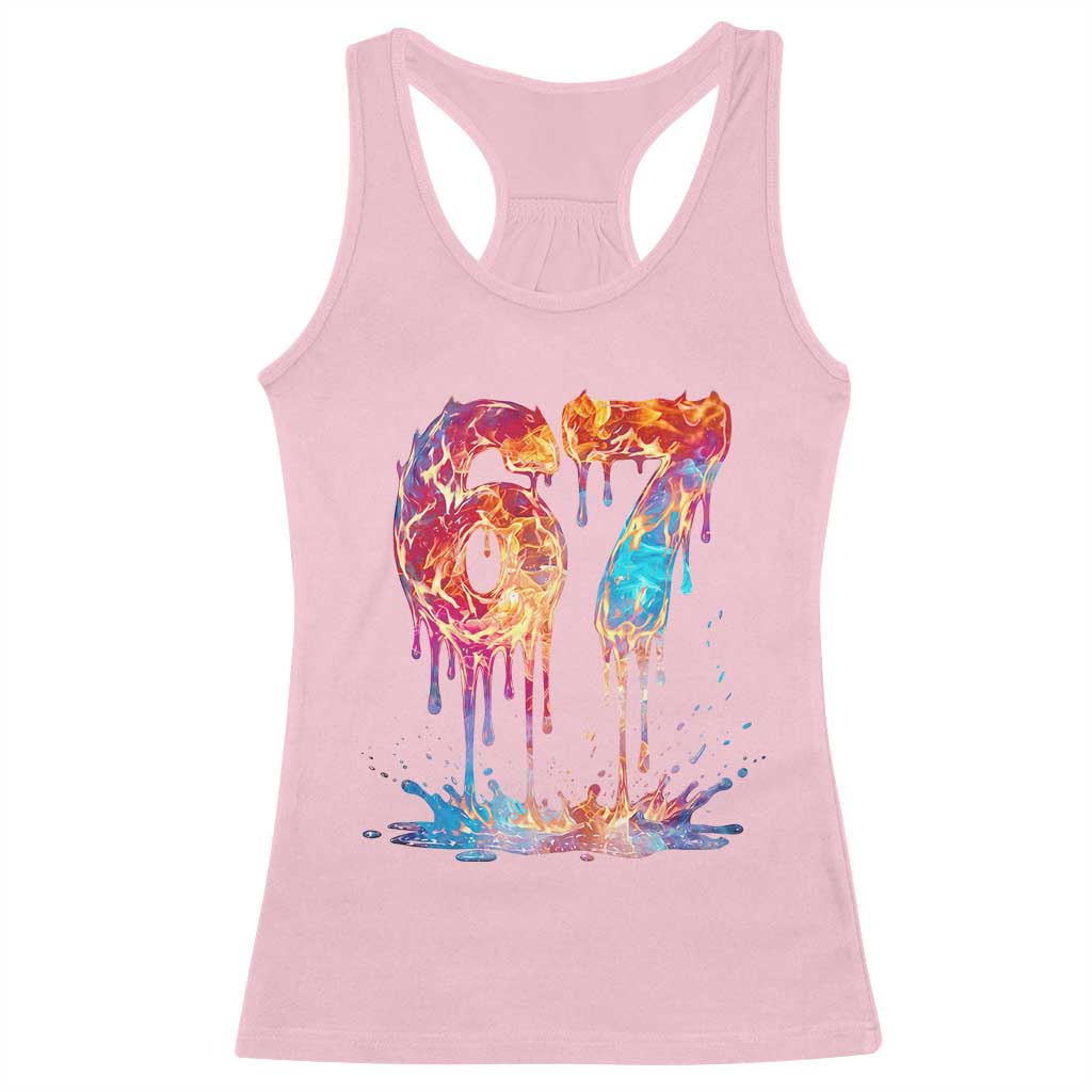 Burning Six Seven Racerback Tank Top Drip Fire Flame Meme TS12 Light Pink Print Your Wear