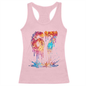 Burning Six Seven Racerback Tank Top Drip Fire Flame Meme TS12 Light Pink Print Your Wear