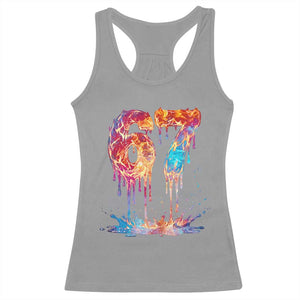 Burning Six Seven Racerback Tank Top Drip Fire Flame Meme TS12 Sport Gray Print Your Wear