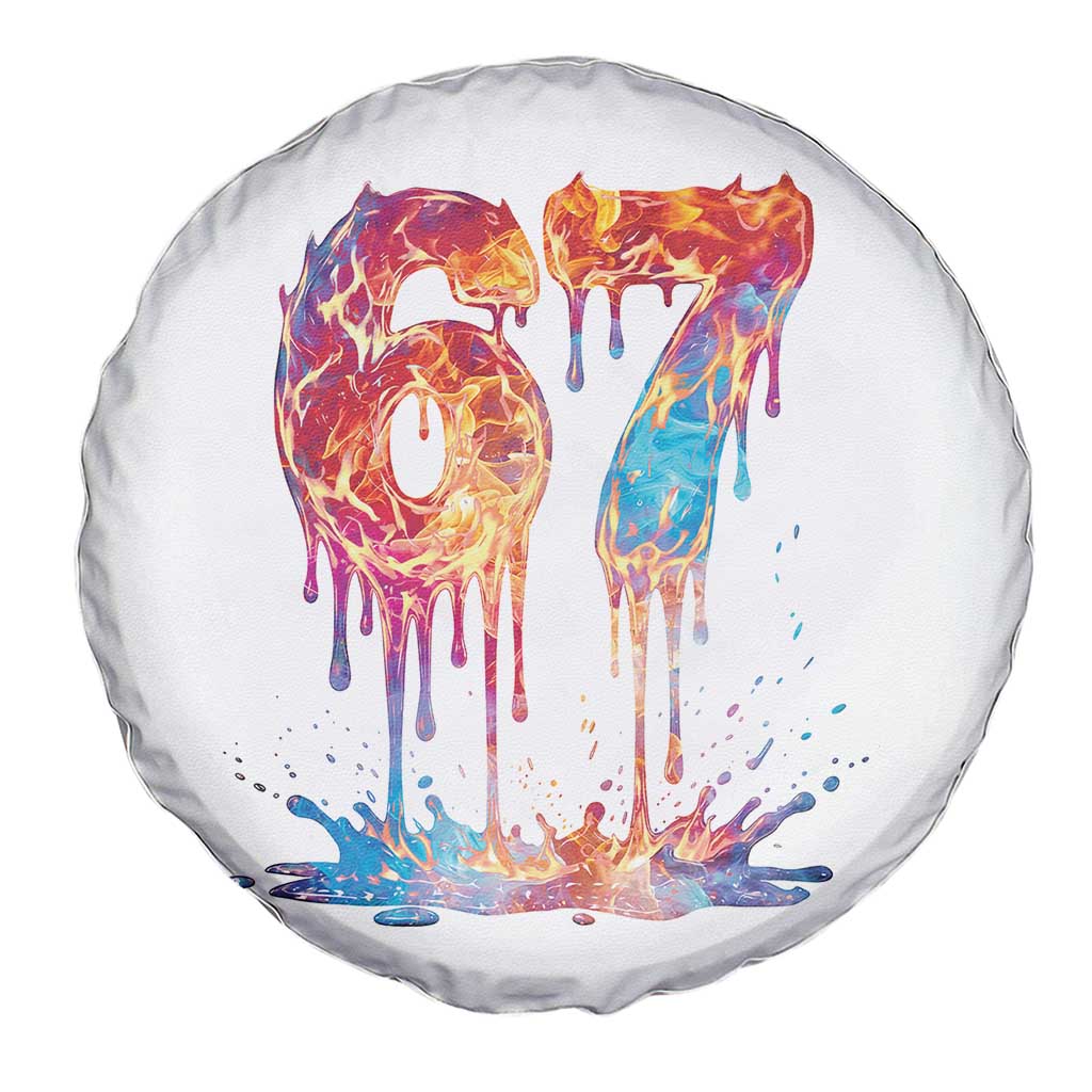 Burning Six Seven Spare Tire Cover Drip Fire Flame Meme TS12 Print Your Wear