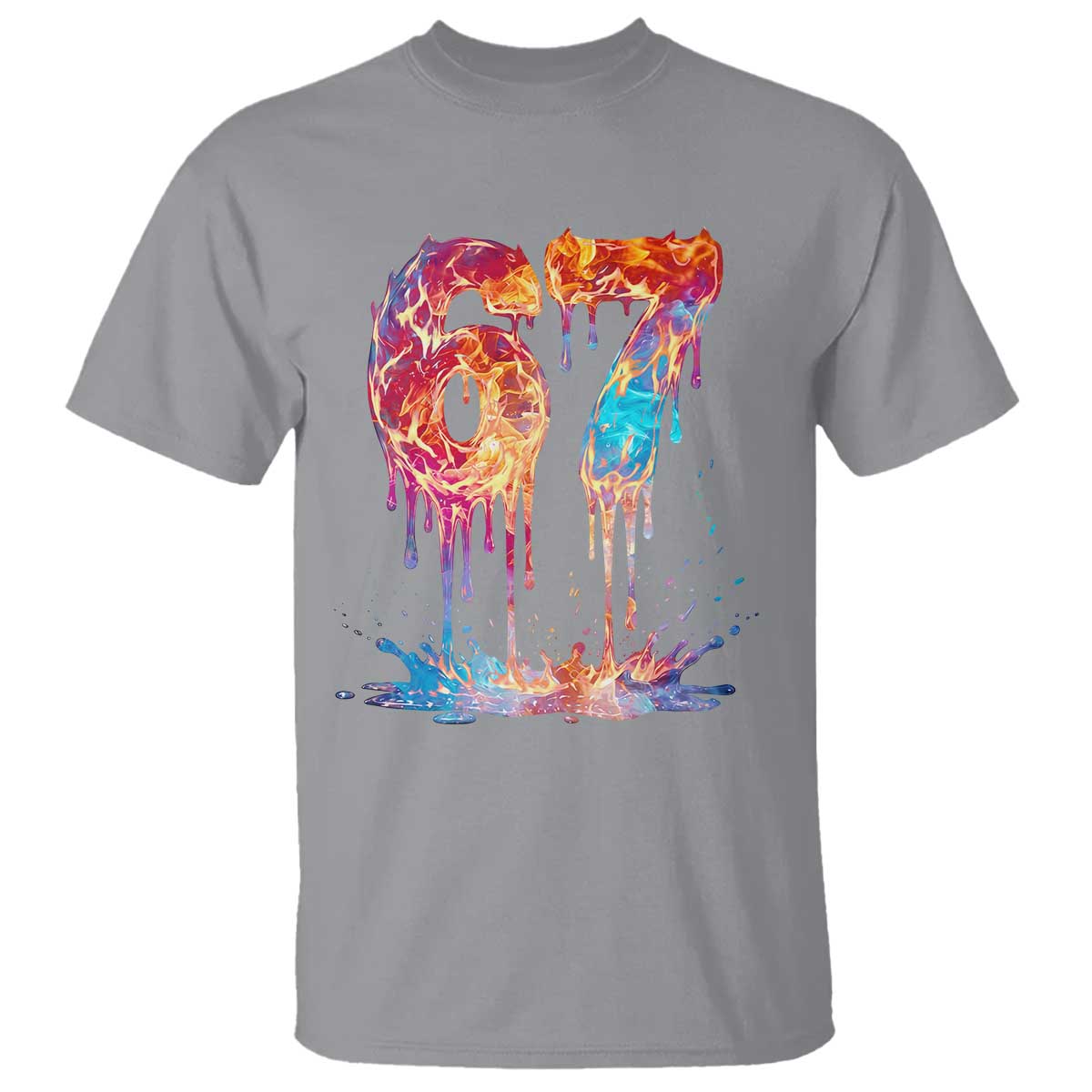 Burning Six Seven T Shirt Drip Fire Flame Meme TS12 Sport Gray Print Your Wear