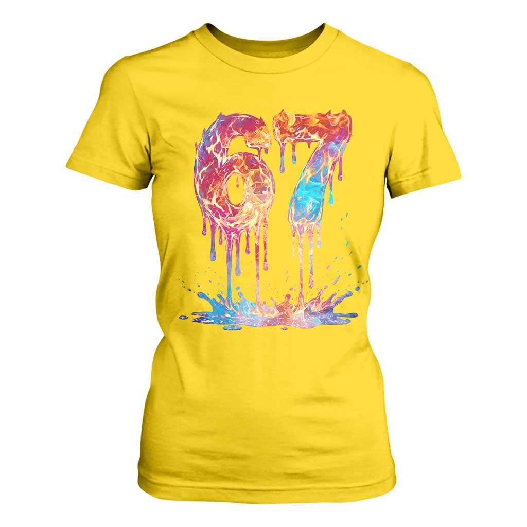 Burning Six Seven T Shirt For Women Drip Fire Flame Meme TS12 Daisy Print Your Wear