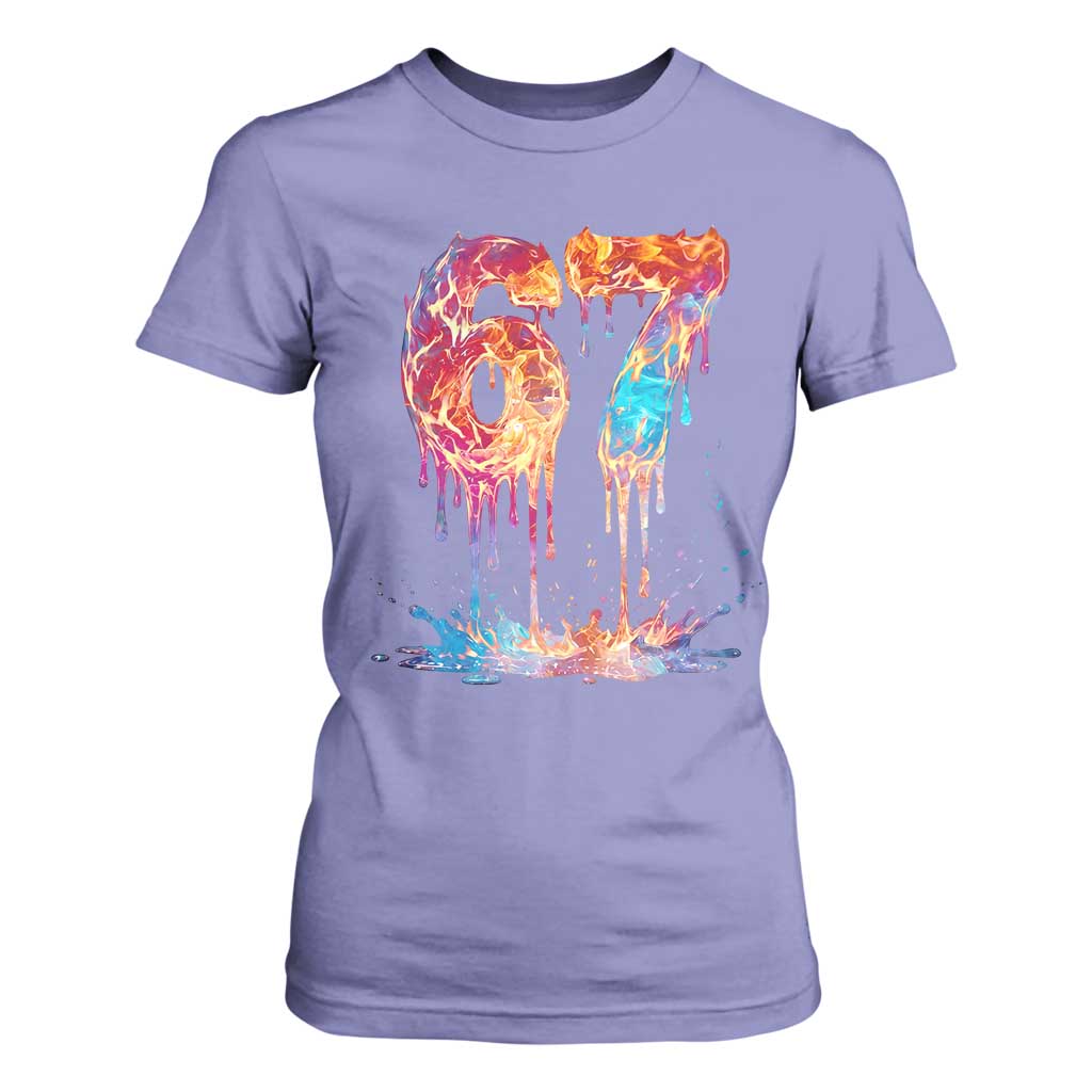 Burning Six Seven T Shirt For Women Drip Fire Flame Meme TS12 Violet Print Your Wear