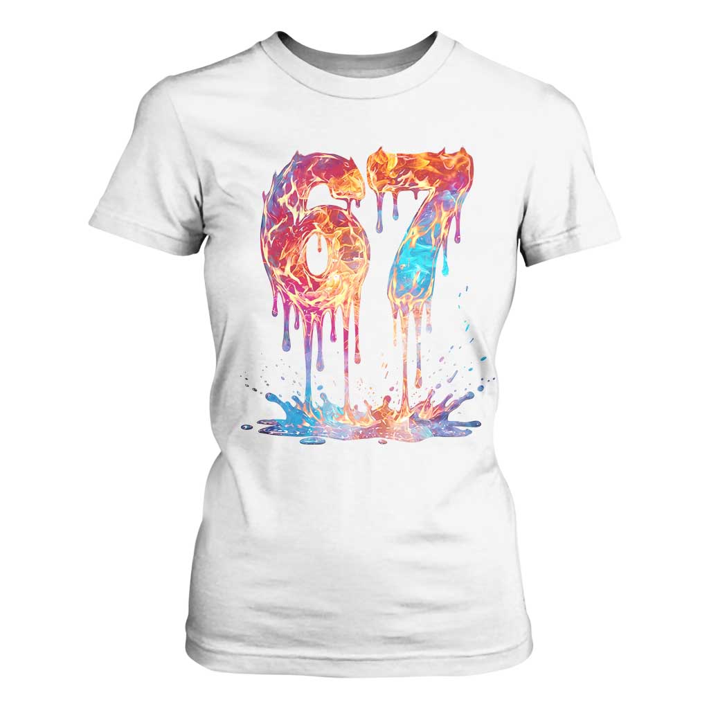 Burning Six Seven T Shirt For Women Drip Fire Flame Meme TS12 White Print Your Wear