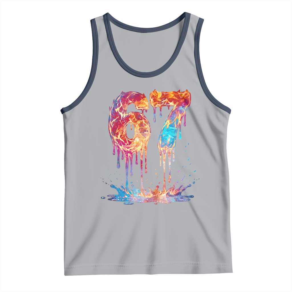 Burning Six Seven Tank Top Drip Fire Flame Meme TS12 Athletic Heather Navy Print Your Wear