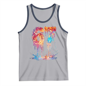 Burning Six Seven Tank Top Drip Fire Flame Meme TS12 Athletic Heather Navy Print Your Wear