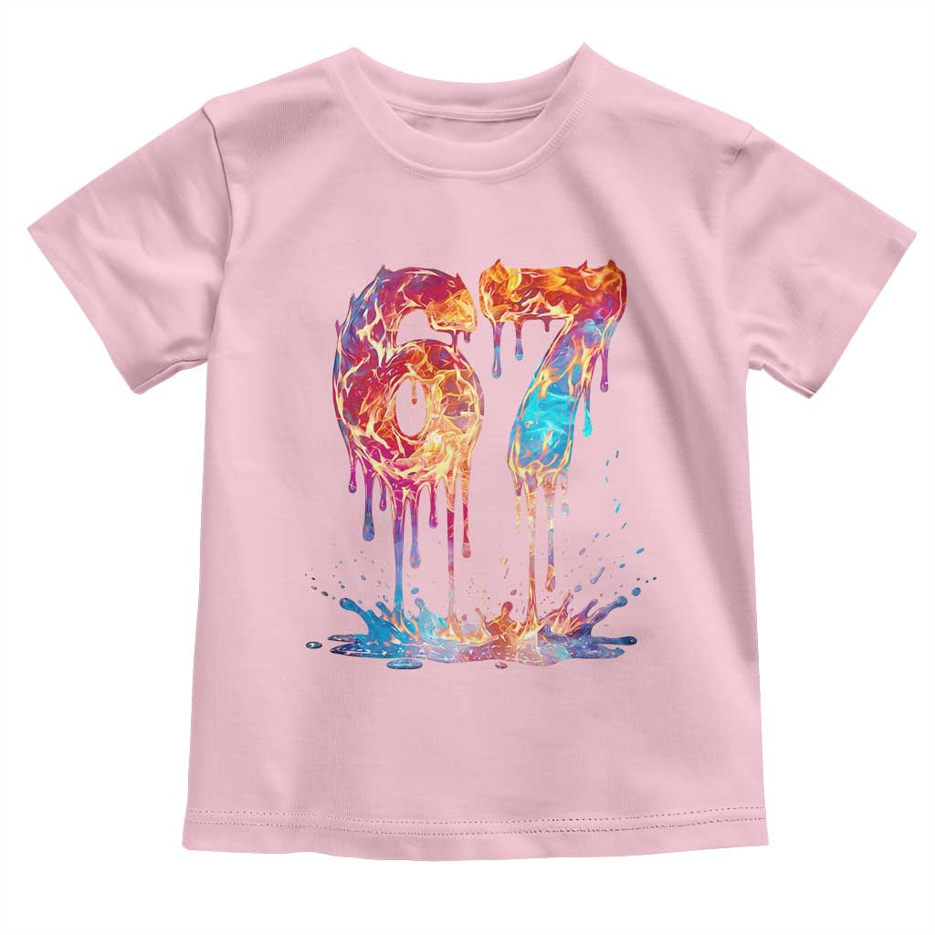 Burning Six Seven Toddler T Shirt Drip Fire Flame Meme TS12 Light Pink Print Your Wear