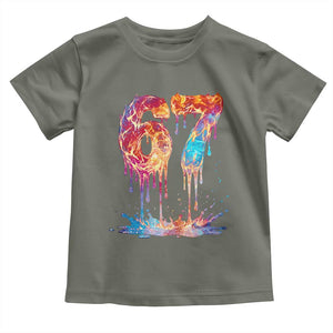 Burning Six Seven Toddler T Shirt Drip Fire Flame Meme TS12 Military Green Print Your Wear