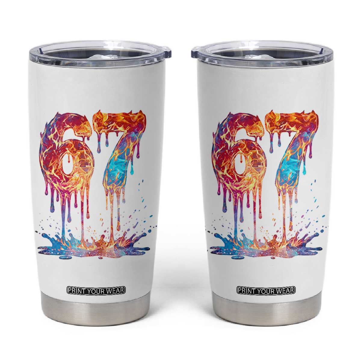 Burning Six Seven Tumbler Cup Drip Fire Flame Meme TS12 White Print Your Wear