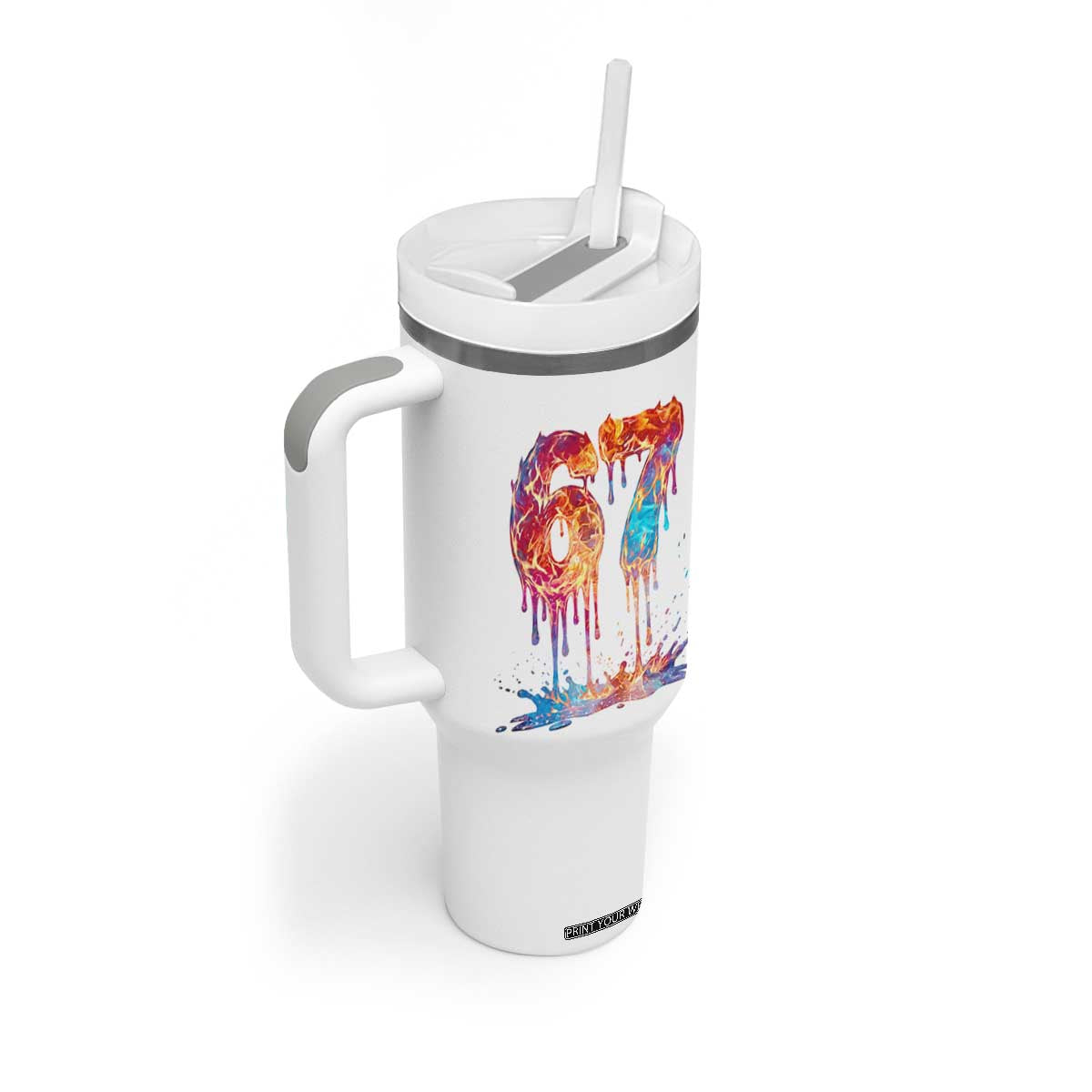Burning Six Seven Tumbler With Handle Drip Fire Flame Meme TS12 Print Your Wear