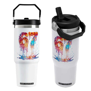 Burning Six Seven Flip Straw Tumbler Drip Fire Flame Meme TS12 One Size: 30 oz White Print Your Wear