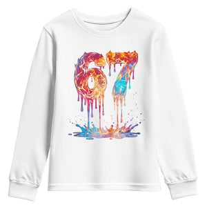 Burning Six Seven Youth Sweatshirt Drip Fire Flame Meme TS12 White Print Your Wear