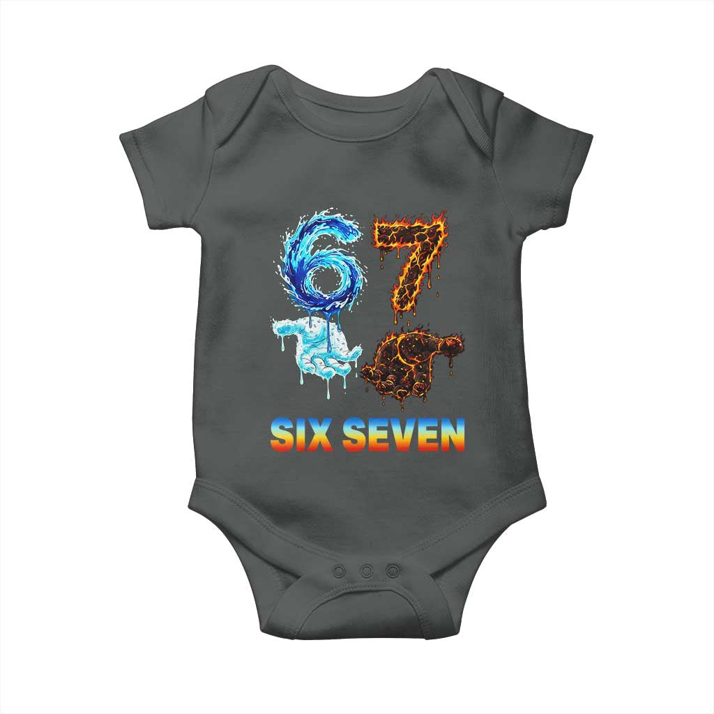 Water Fire Element Six Seven Baby Onesie Trendy Meme Gift TS12 Dark Heather Print Your Wear