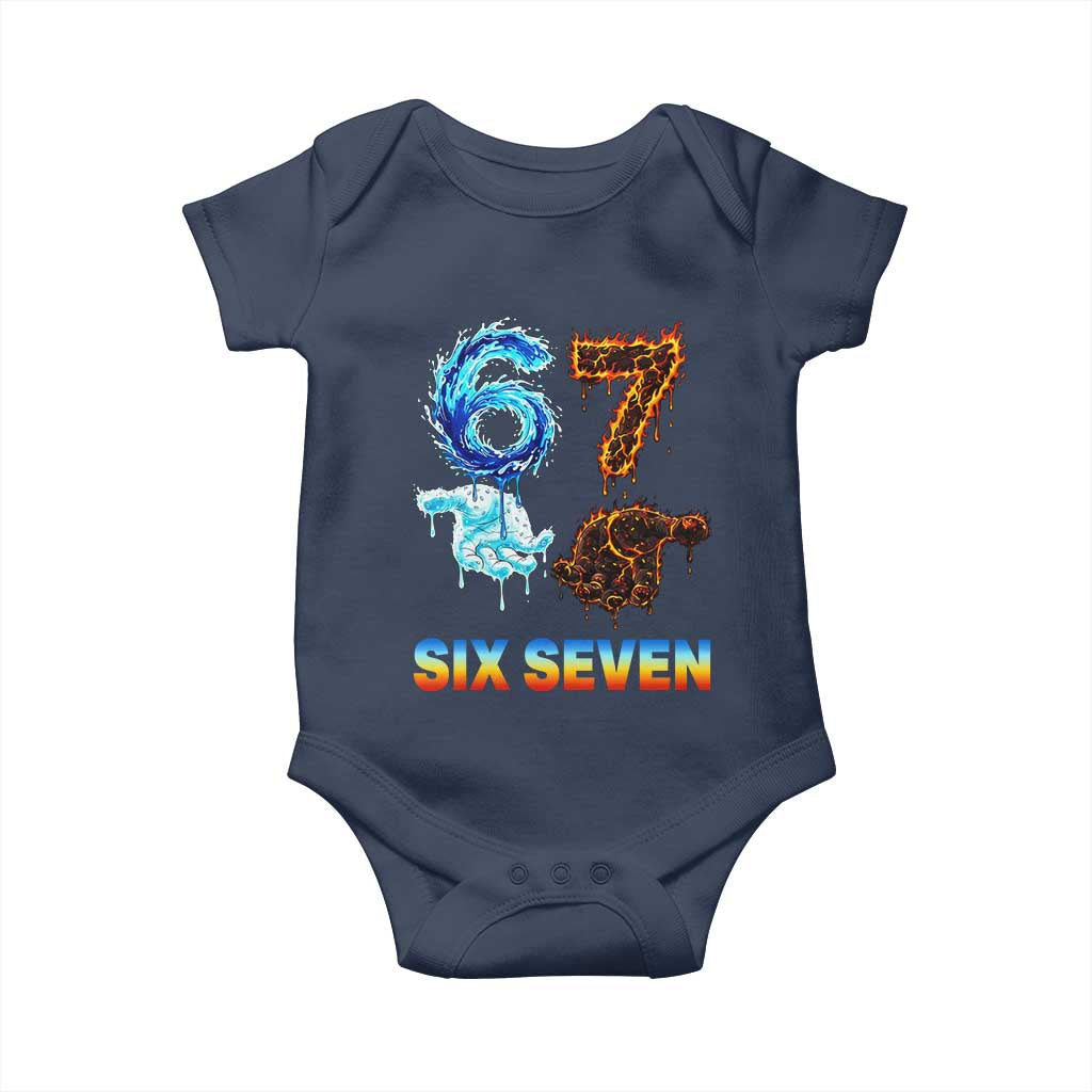 Water Fire Element Six Seven Baby Onesie Trendy Meme Gift TS12 Navy Print Your Wear