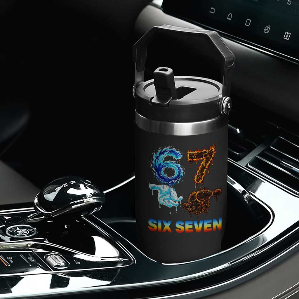 Water Fire Element Six Seven Flip Straw Tumbler Trendy Meme Gift TS12 Print Your Wear