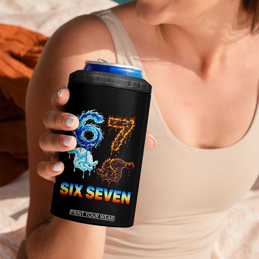 Water Fire Element Six Seven 4 in 1 Can Cooler Tumbler Trendy Meme Gift TS12 Print Your Wear