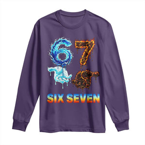 Water Fire Element Six Seven Long Sleeve Shirt Trendy Meme Gift TS12 Purple Print Your Wear