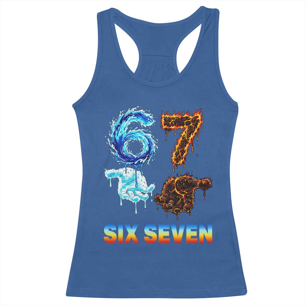 Water Fire Element Six Seven Racerback Tank Top Trendy Meme Gift TS12 Royal Blue Print Your Wear