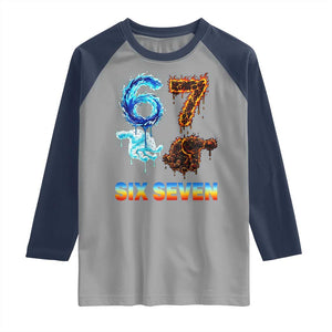 Water Fire Element Six Seven Raglan Shirt Trendy Meme Gift TS12 Sport Gray Navy Print Your Wear