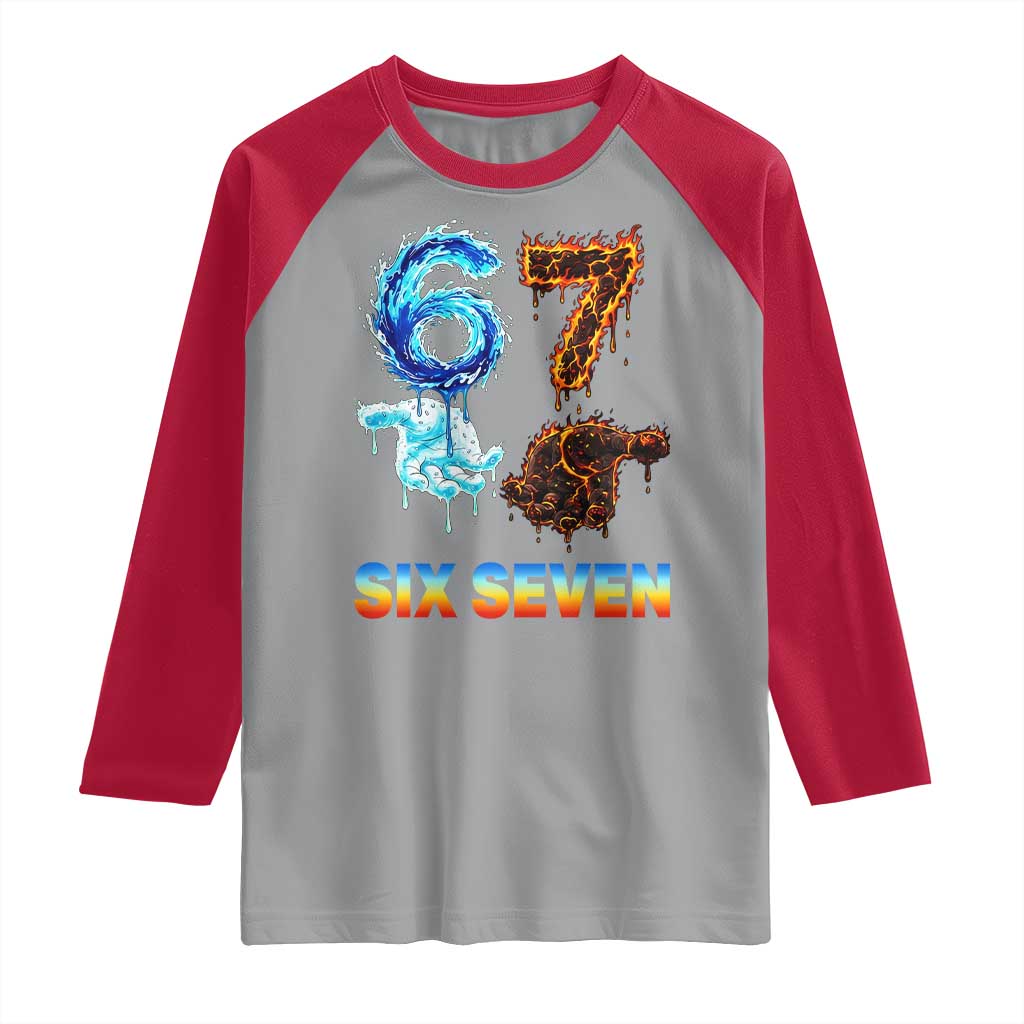 Water Fire Element Six Seven Raglan Shirt Trendy Meme Gift TS12 Sport Gray Red Print Your Wear