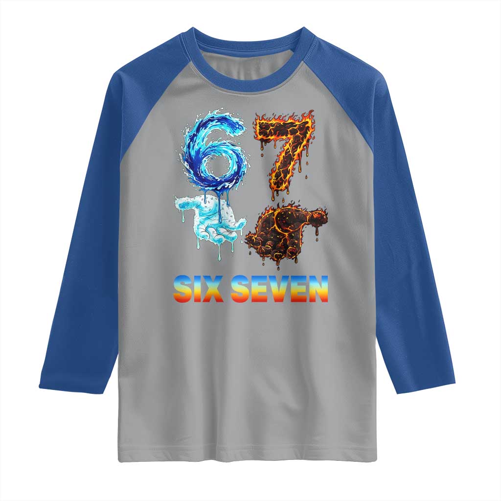 Water Fire Element Six Seven Raglan Shirt Trendy Meme Gift TS12 Sport Gray Royal Print Your Wear
