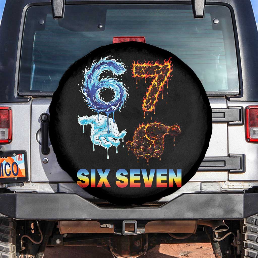 Water Fire Element Six Seven Spare Tire Cover Trendy Meme Gift TS12 No hole Black Print Your Wear