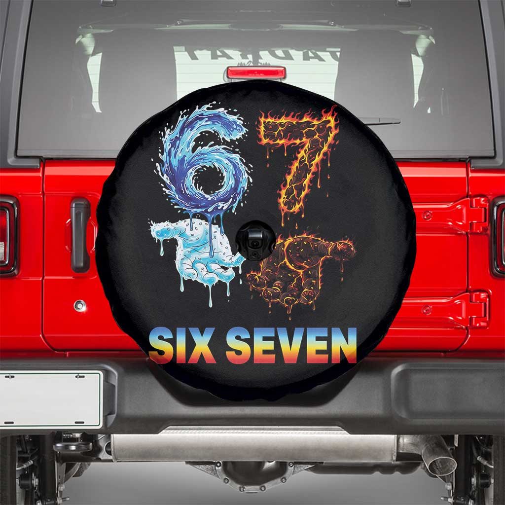 Water Fire Element Six Seven Spare Tire Cover Trendy Meme Gift TS12 Black Print Your Wear