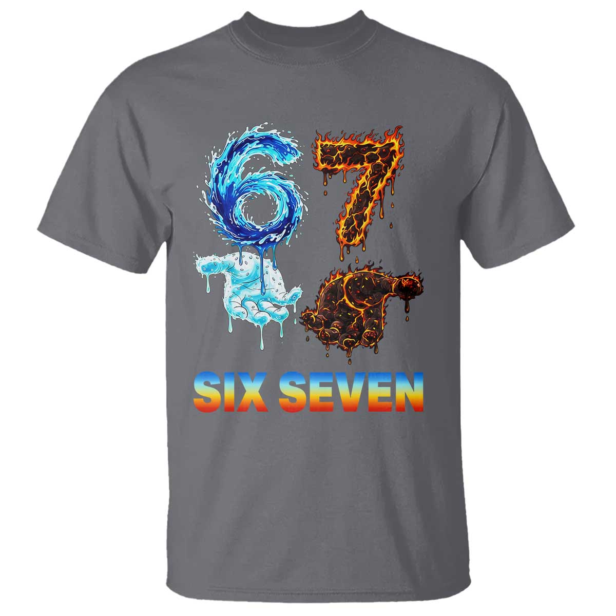 Water Fire Element Six Seven T Shirt Trendy Meme Gift TS12 Charcoal Print Your Wear