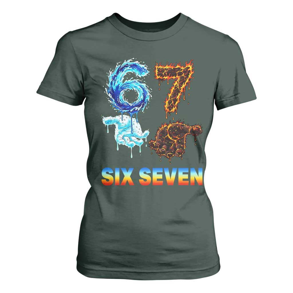 Water Fire Element Six Seven T Shirt For Women Trendy Meme Gift TS12 Dark Forest Green Print Your Wear