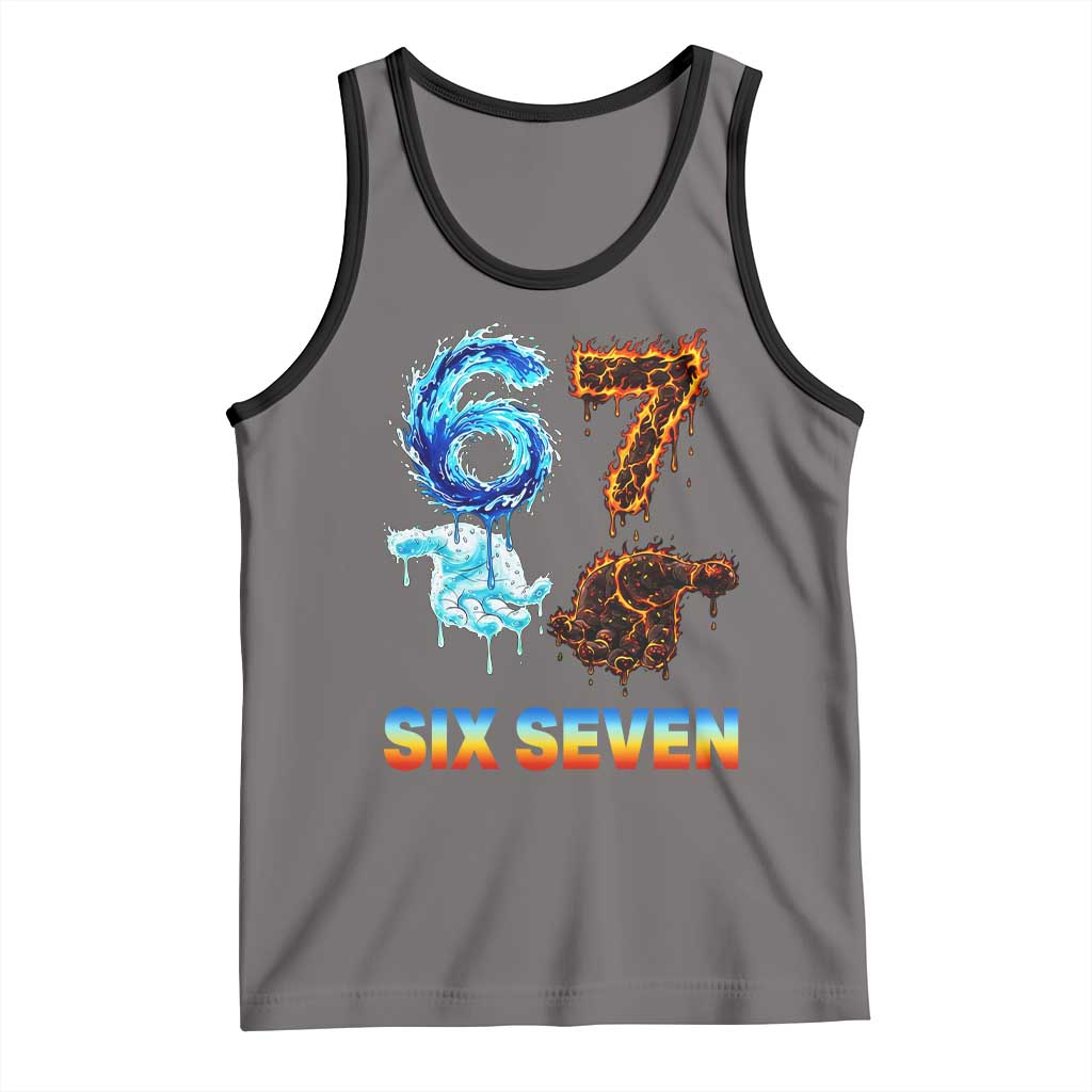 Water Fire Element Six Seven Tank Top Trendy Meme Gift TS12 Deep Heather Black Print Your Wear