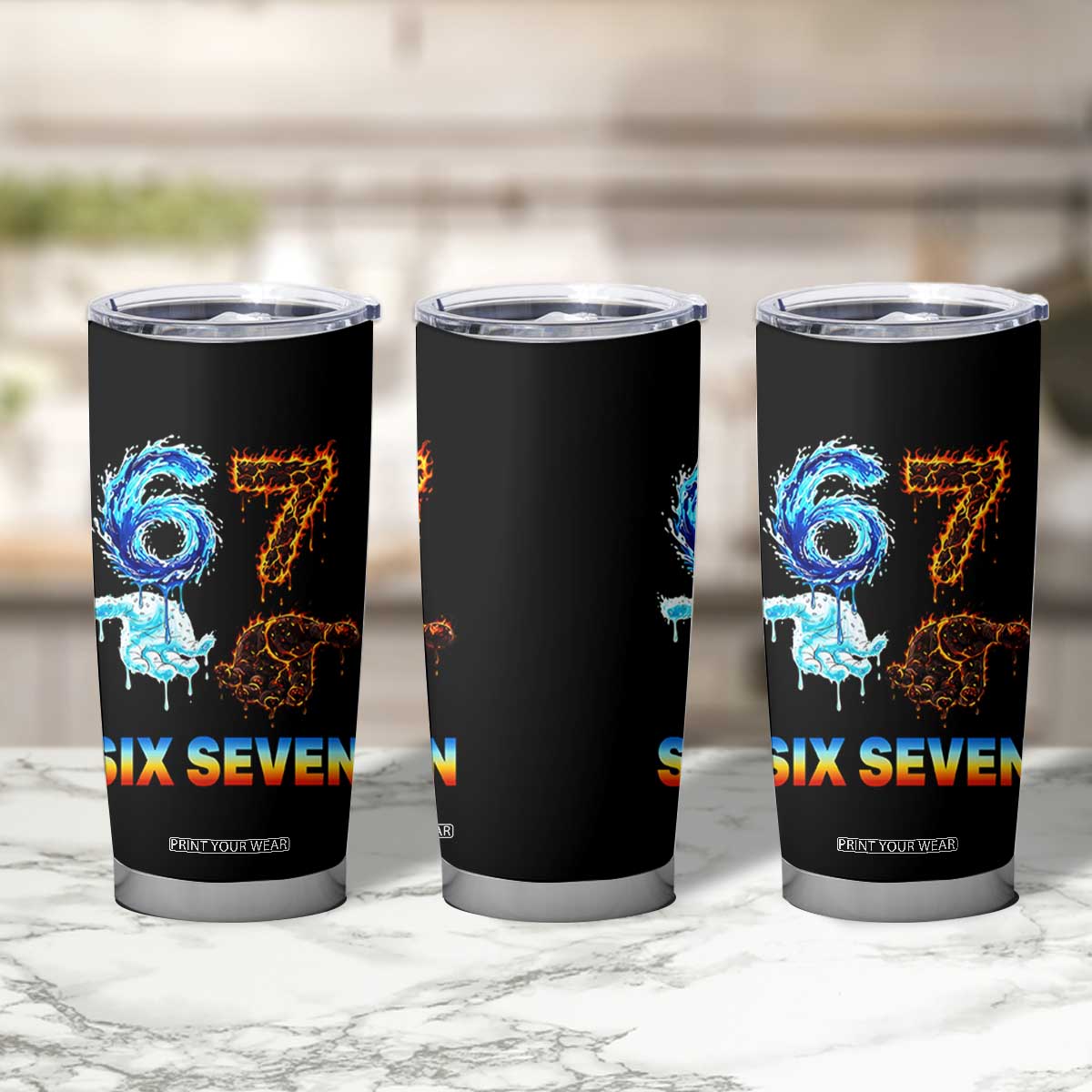 Water Fire Element Six Seven Tumbler Cup Trendy Meme Gift TS12 Print Your Wear